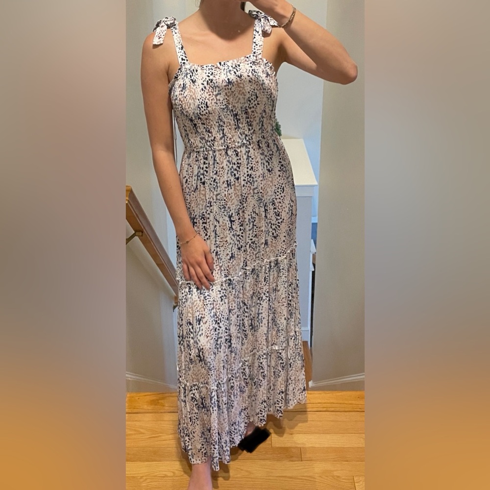 Jessica Simpson Abstract Print Maxi Dress, White/Blue/Pink, Size S, NWT